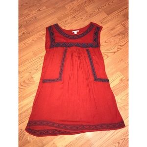 Forever 21 Red Embroidered Peasant Dress